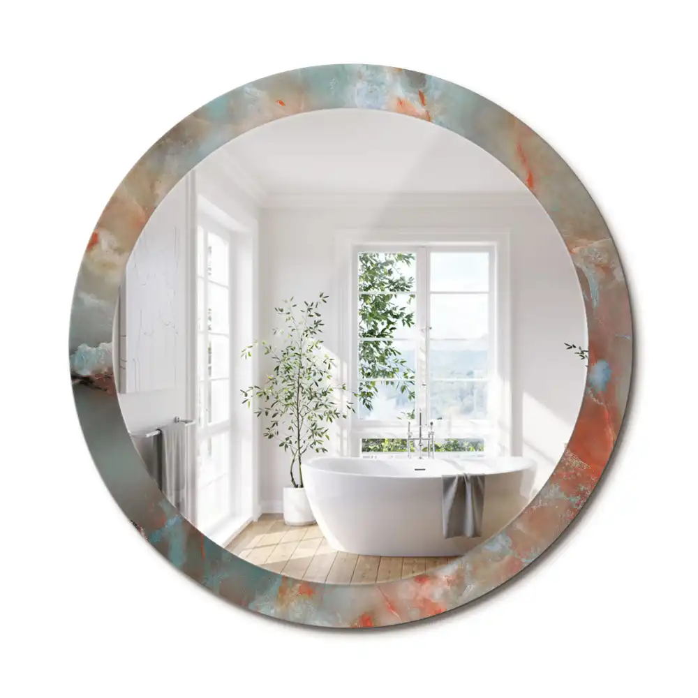 Miroir rond imprimé marbres d'onyx