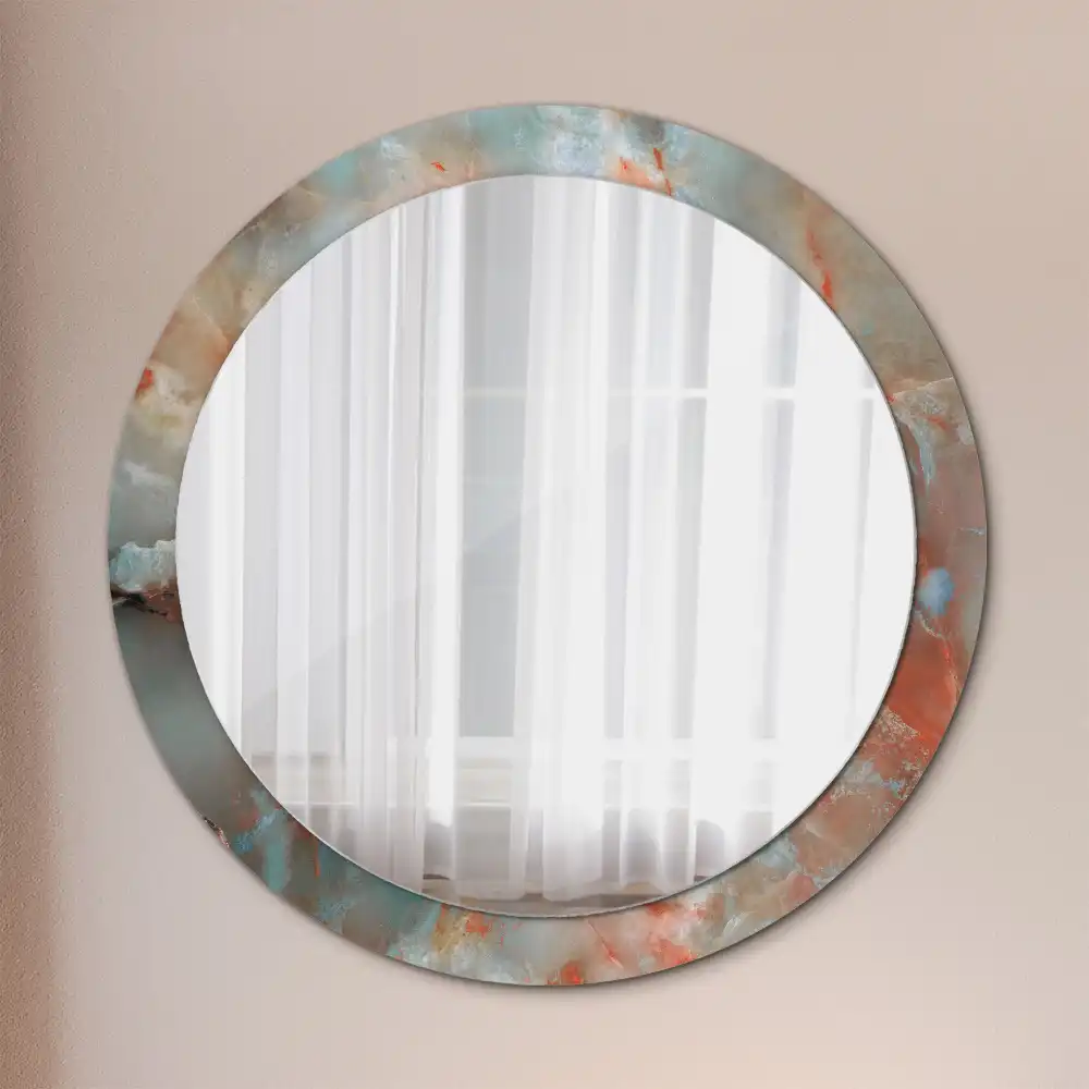 Miroir rond imprimé marbres d'onyx