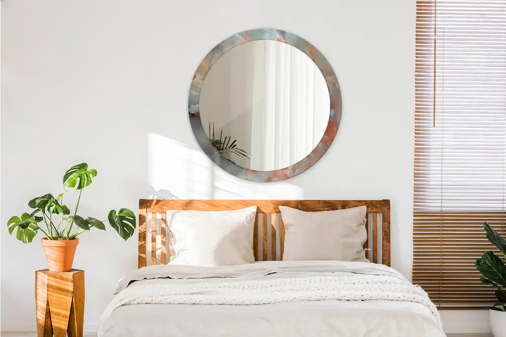 Miroir rond imprimé marbres d'onyx