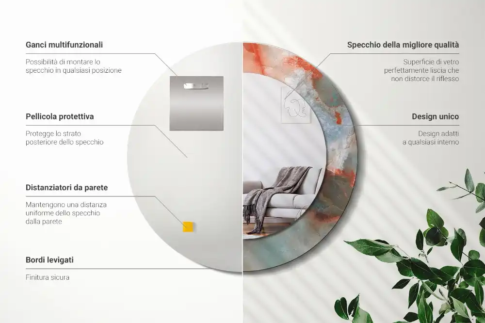 Miroir rond imprimé marbres d'onyx