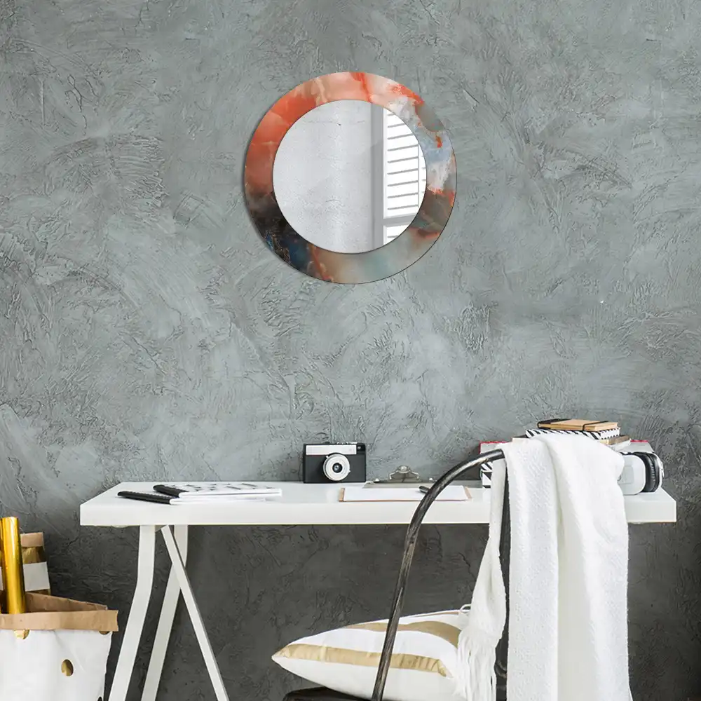 Miroir rond imprimé marbres d'onyx