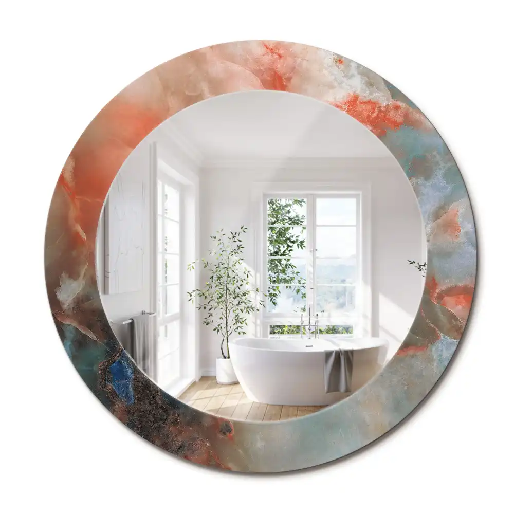 Miroir rond imprimé marbres d'onyx