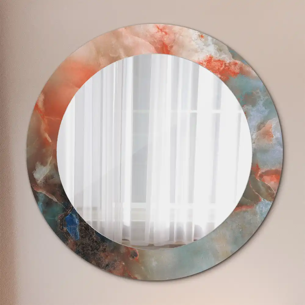 Miroir rond imprimé marbres d'onyx