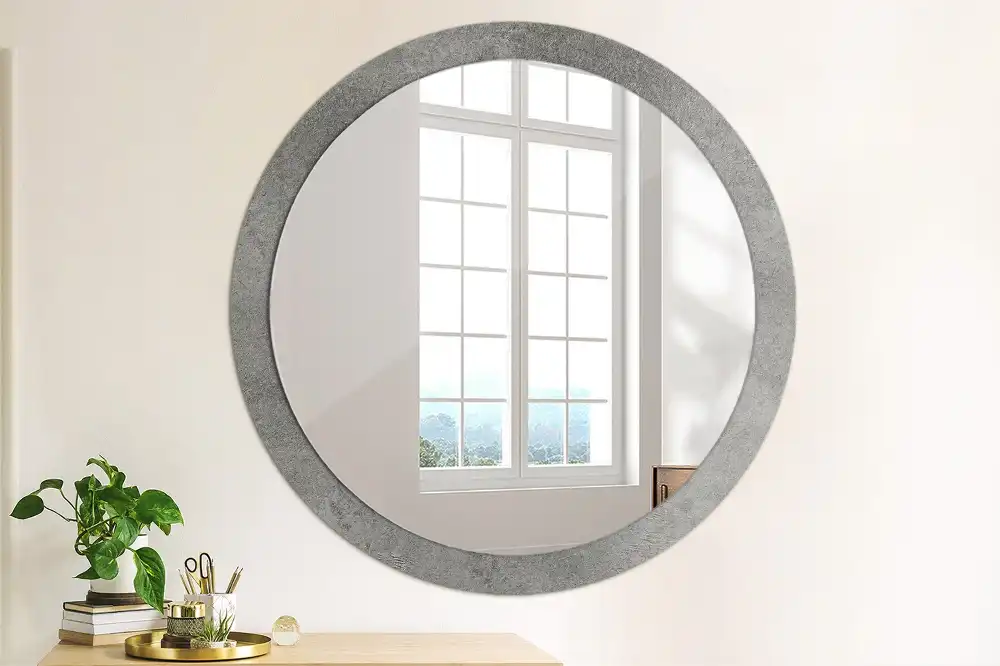 Miroir rond imprimé texture de béton