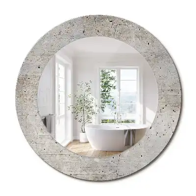 Miroir rond imprimé béton gris