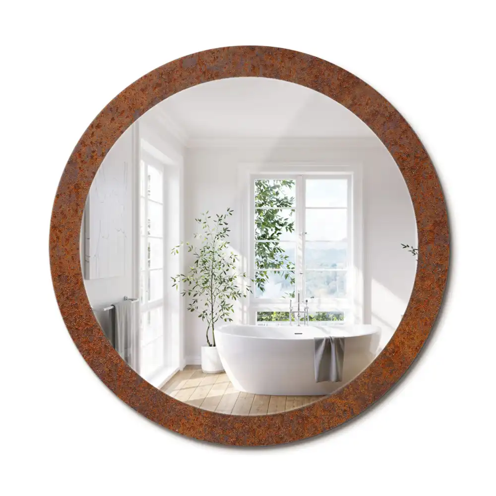 Miroir rond imprimé métal rouillé