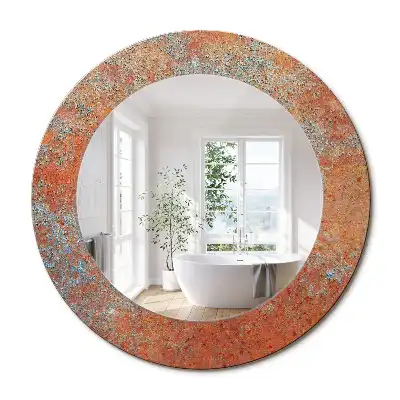 Miroir rond imprimé métal rouillé
