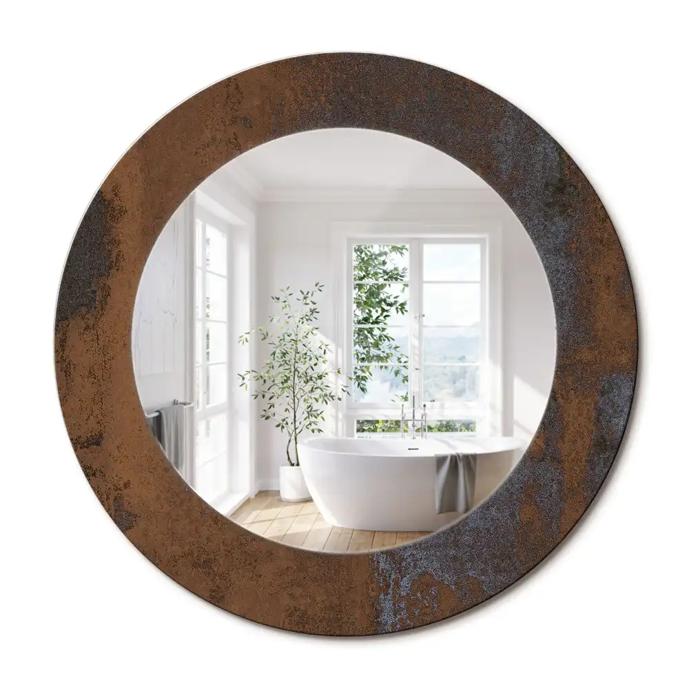 Miroir rond avec décoration métallique rustique