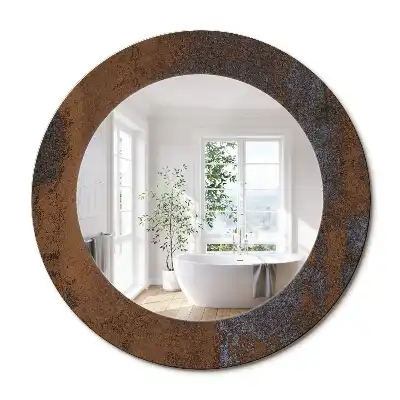 Miroir rond avec décoration métallique rustique