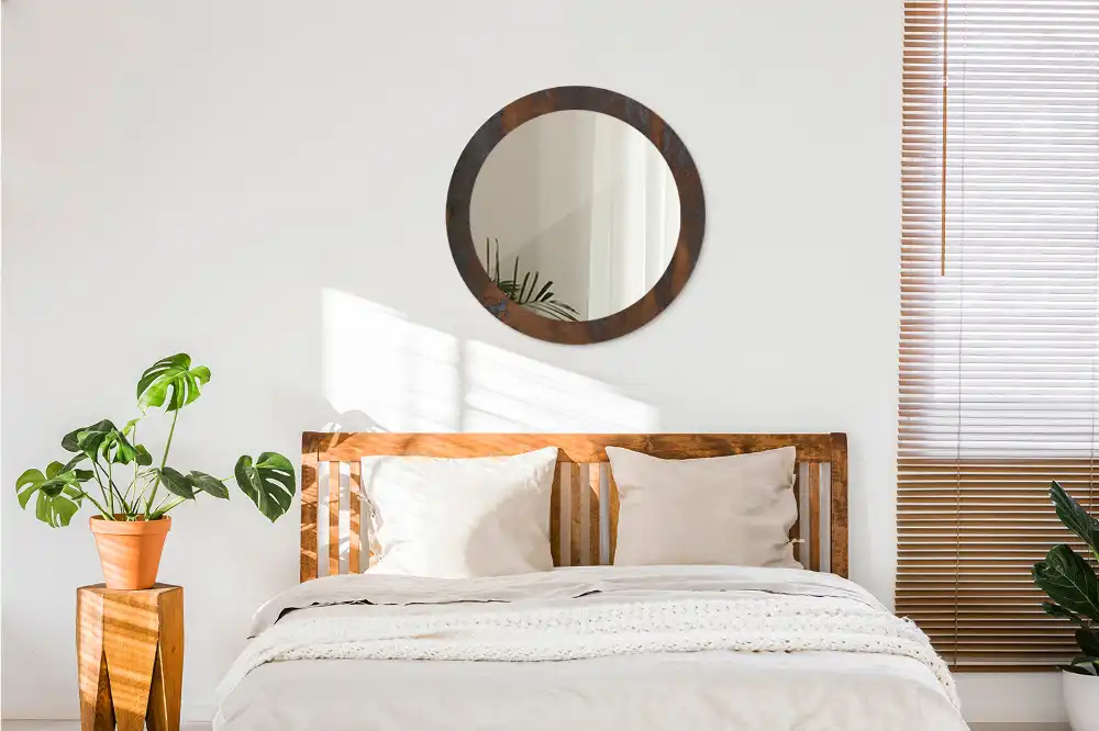 Miroir rond avec décoration métallique rustique