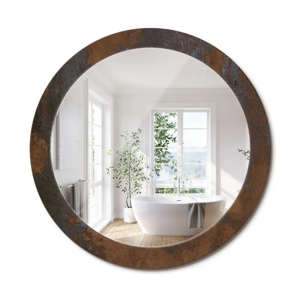 Miroir rond avec décoration métallique rustique