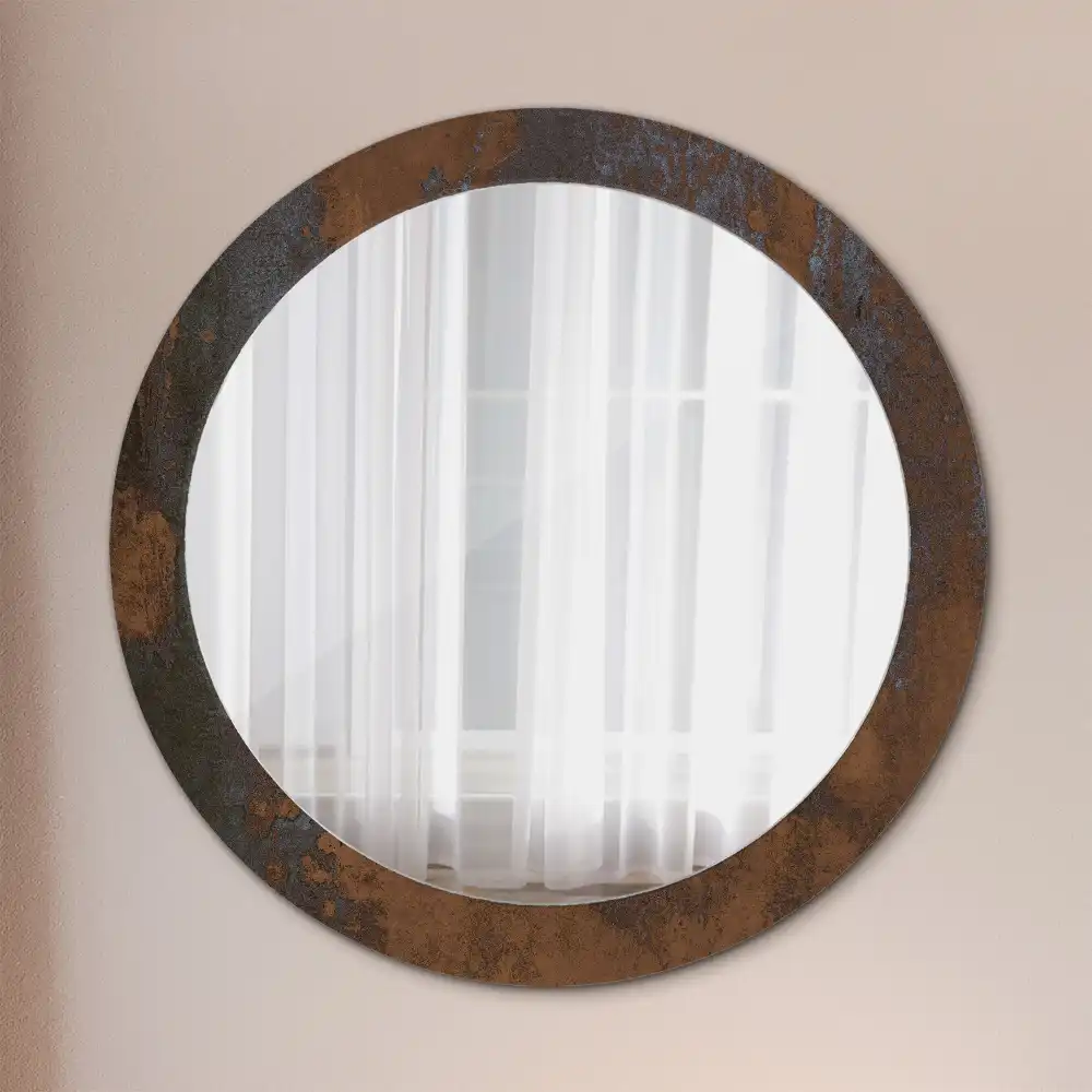 Miroir rond avec décoration métallique rustique