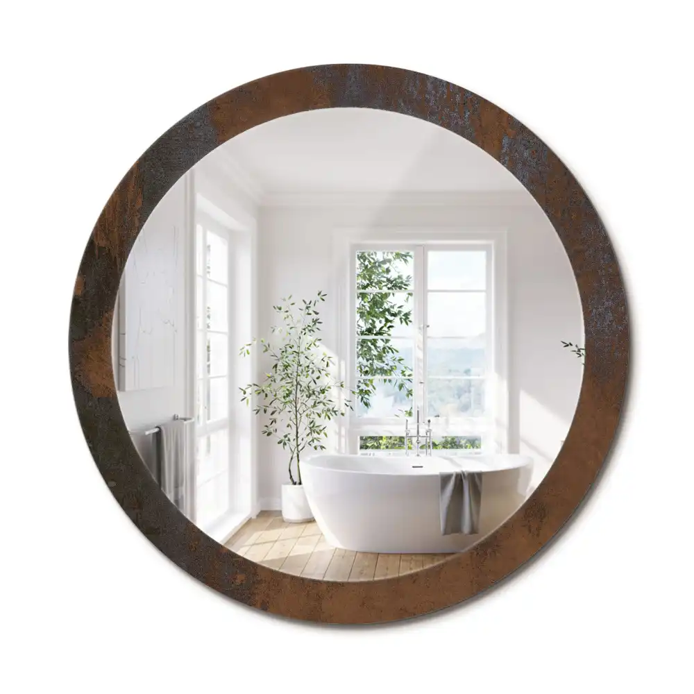 Miroir rond avec décoration métallique rustique