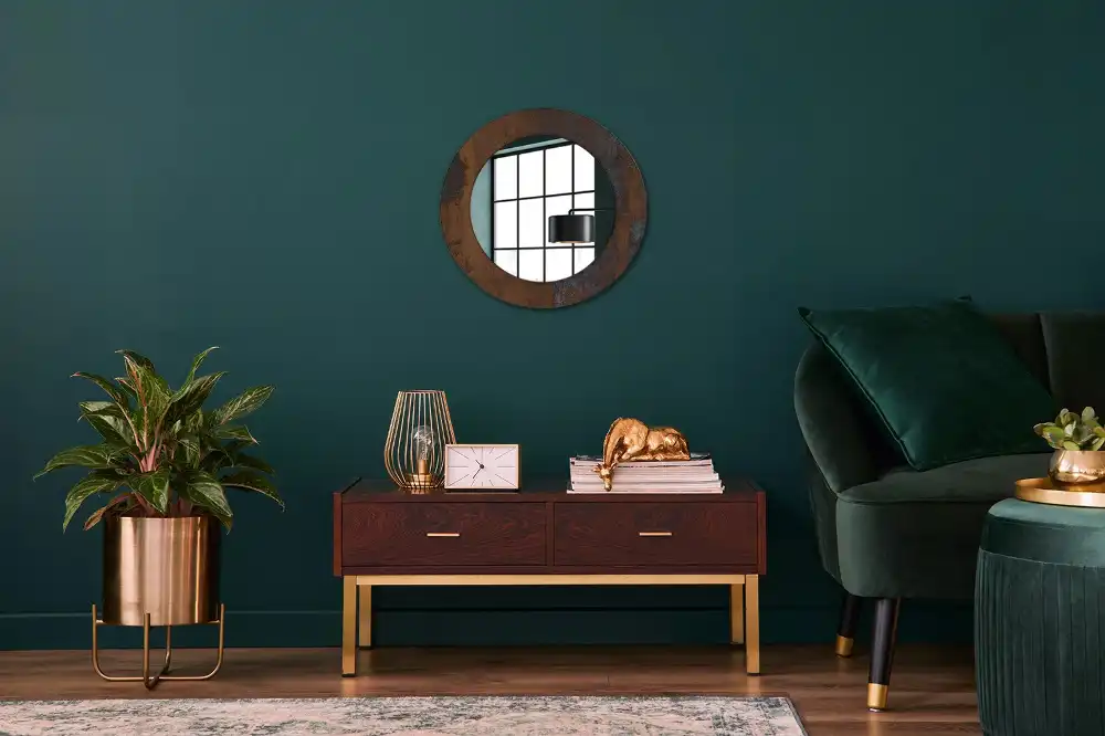 Miroir rond avec décoration métallique rustique