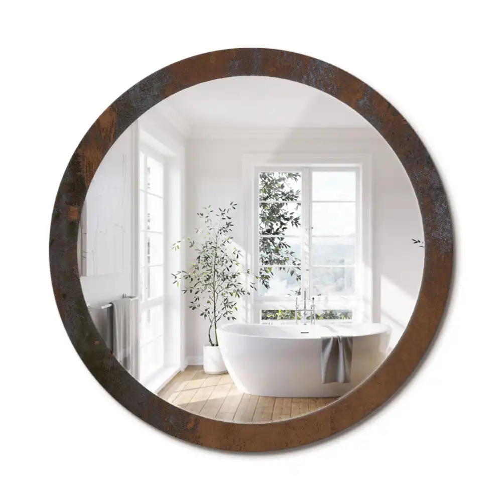 Miroir rond avec décoration métallique rustique