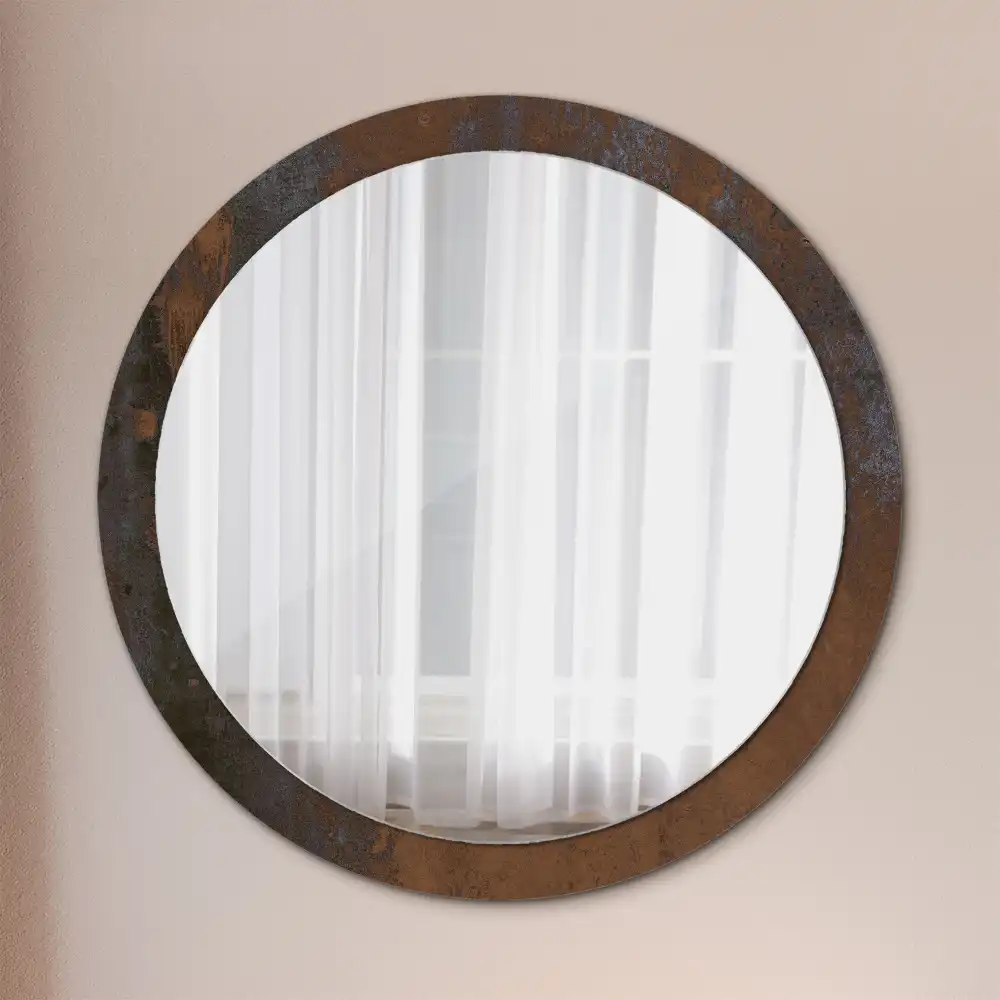 Miroir rond avec décoration métallique rustique