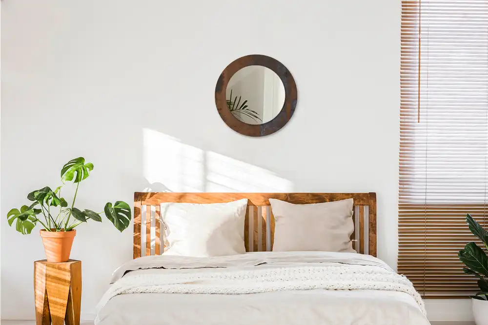Miroir rond avec décoration métallique rustique