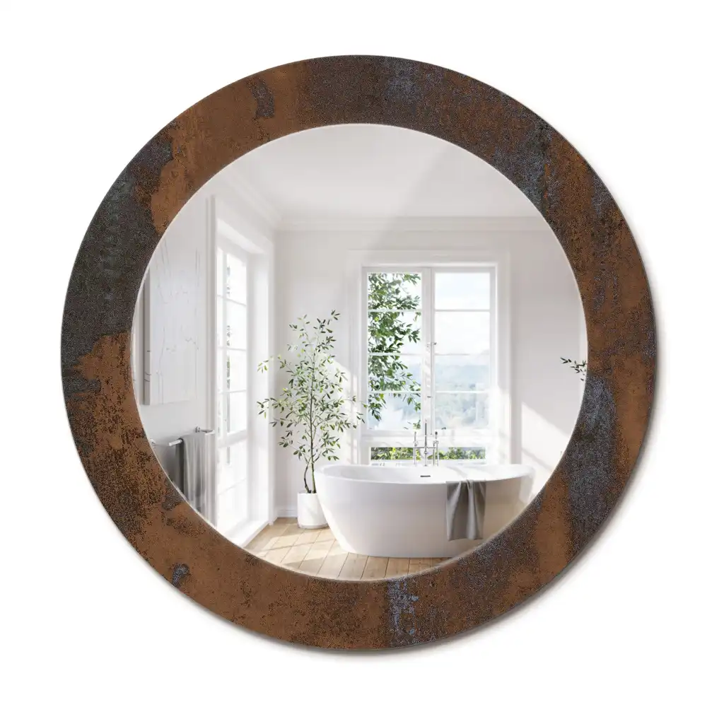 Miroir rond avec décoration métallique rustique