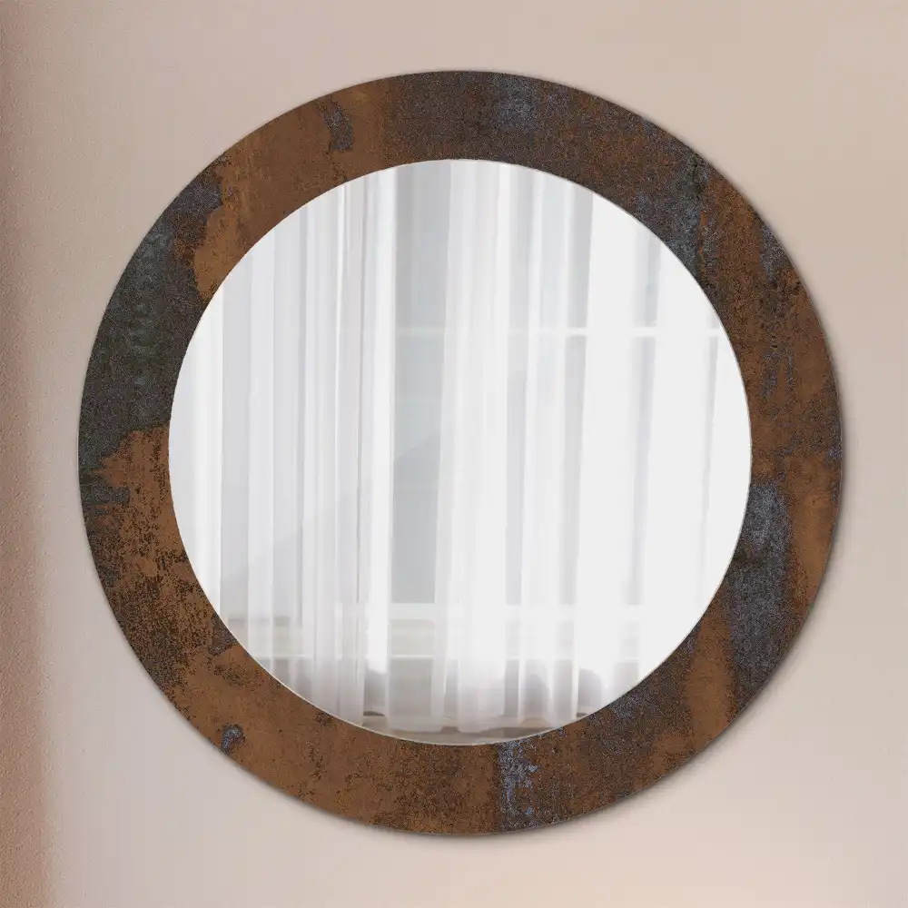 Miroir rond avec décoration métallique rustique