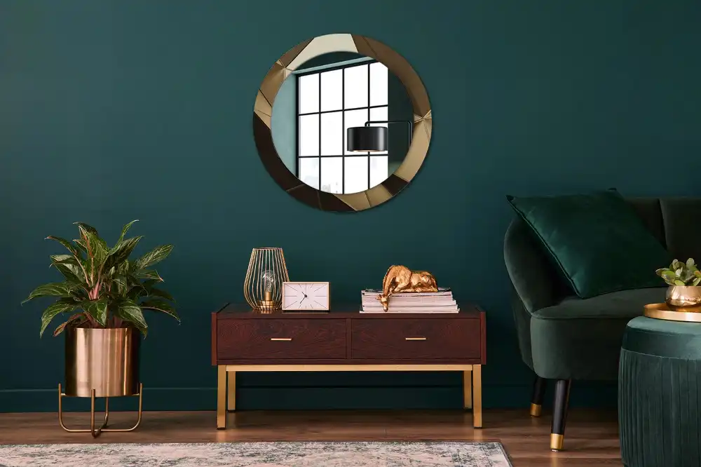 Miroir rond imprimé abstraction moderne