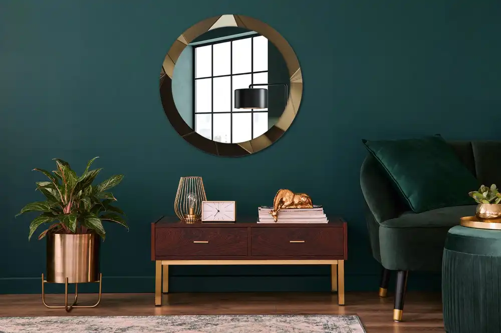 Miroir rond imprimé abstraction moderne