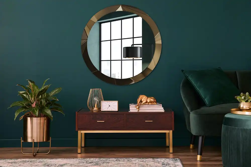 Miroir rond imprimé abstraction moderne