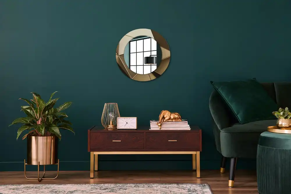 Miroir rond imprimé abstraction moderne