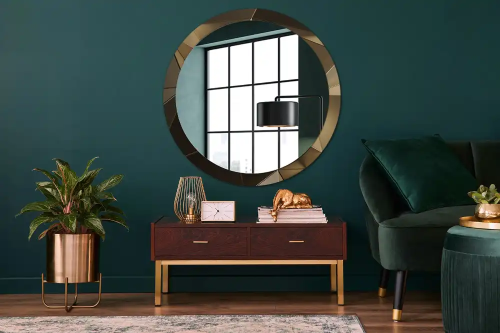 Miroir rond imprimé abstraction moderne