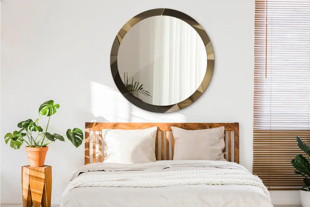 Miroir rond imprimé abstraction moderne