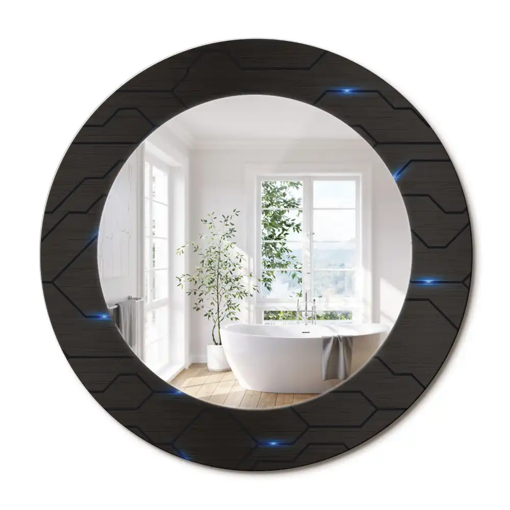 Miroir rond avec décoration abstraction futuriste