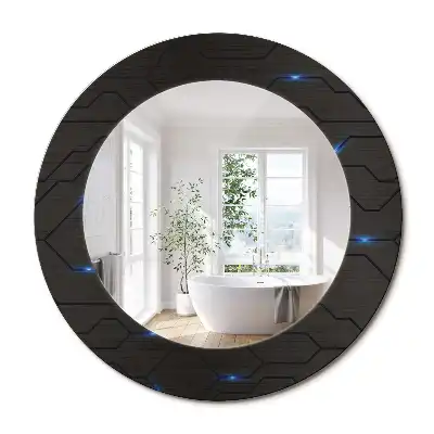 Miroir rond avec décoration abstraction futuriste