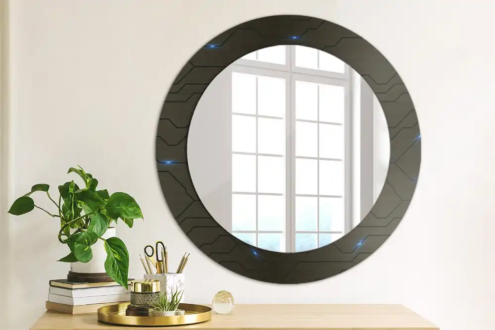 Miroir rond avec décoration abstraction futuriste