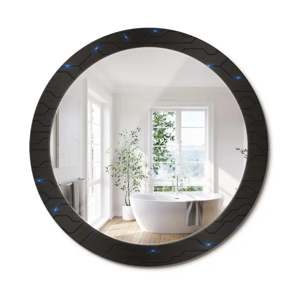 Miroir rond avec décoration abstraction futuriste