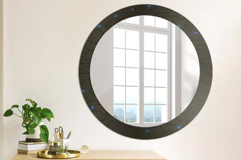 Miroir rond avec décoration abstraction futuriste