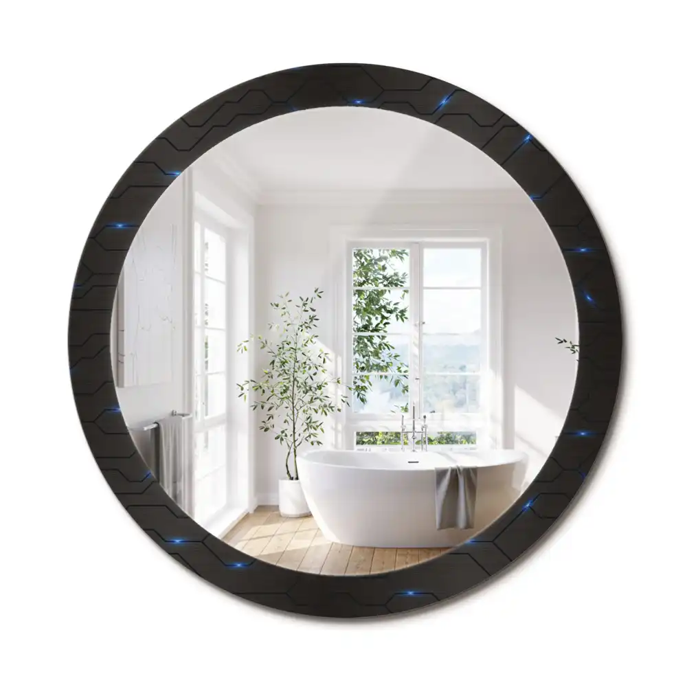Miroir rond avec décoration abstraction futuriste