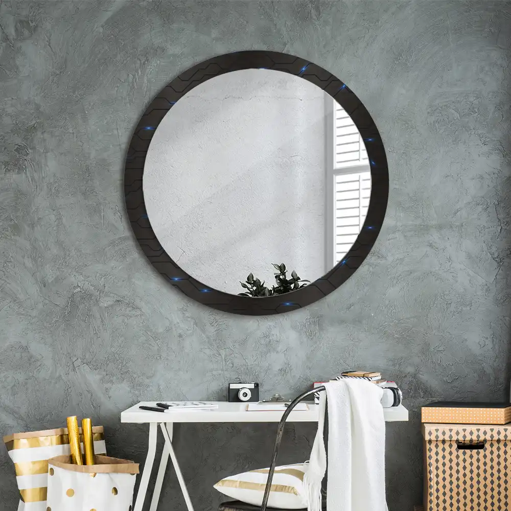 Miroir rond avec décoration abstraction futuriste