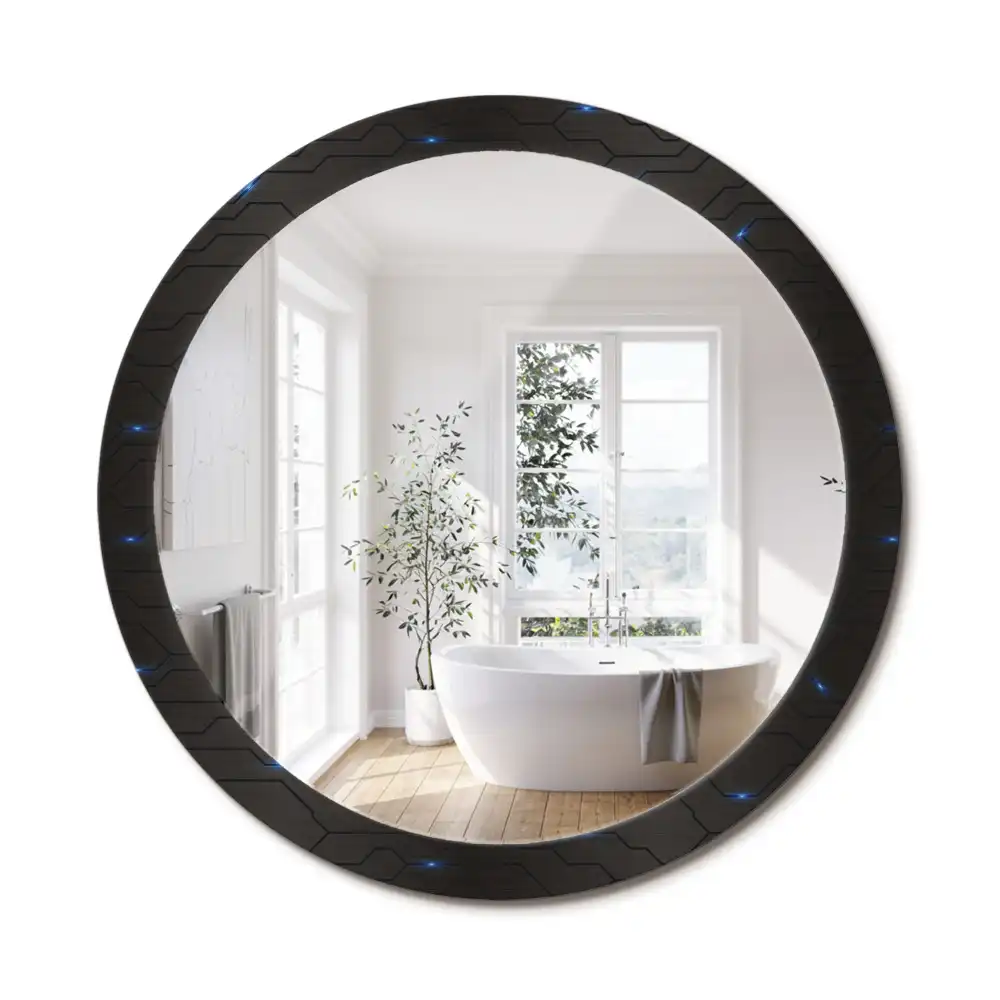Miroir rond avec décoration abstraction futuriste
