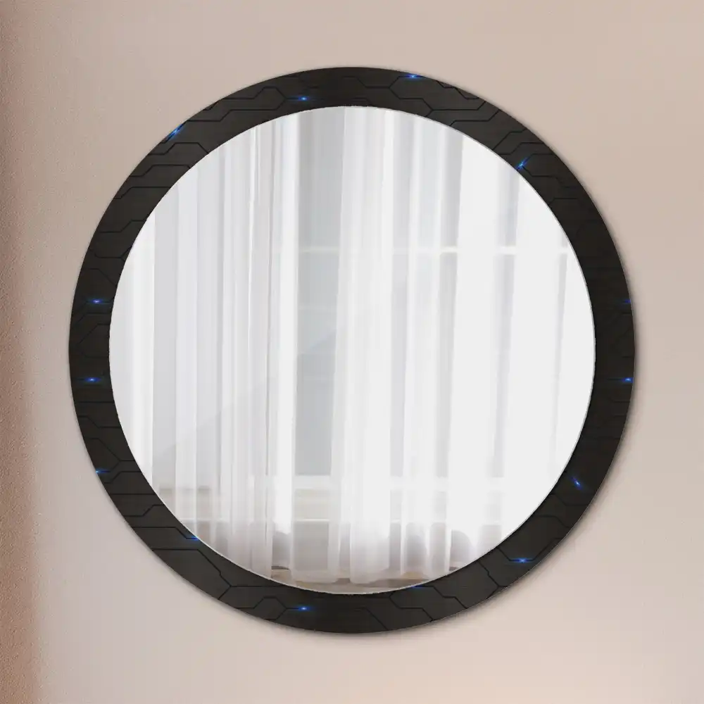 Miroir rond avec décoration abstraction futuriste