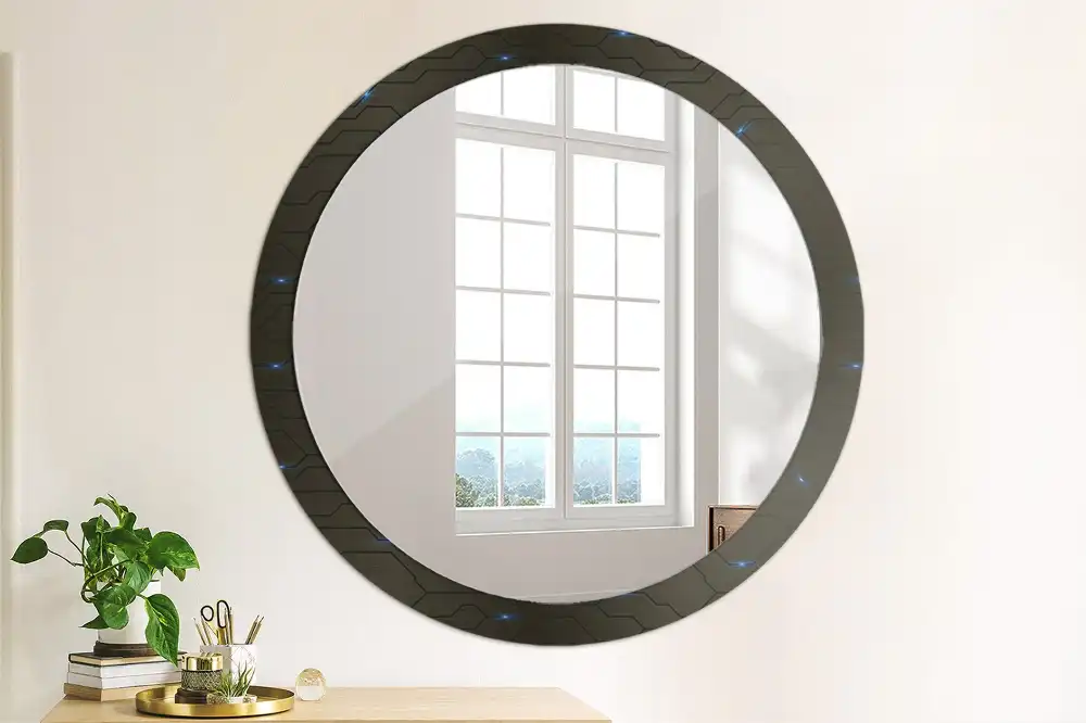 Miroir rond avec décoration abstraction futuriste