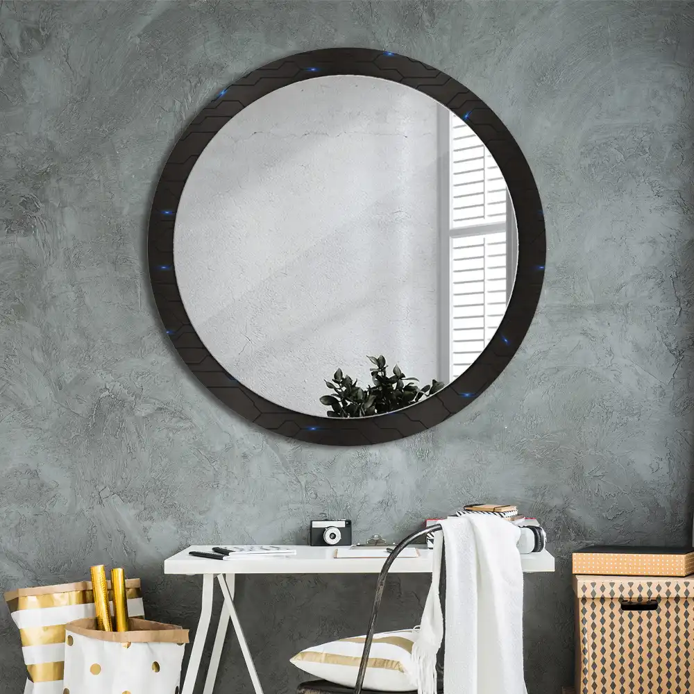 Miroir rond avec décoration abstraction futuriste