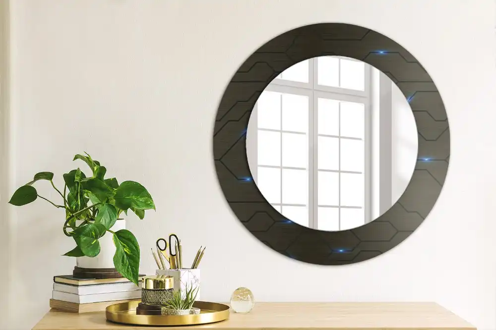 Miroir rond avec décoration abstraction futuriste