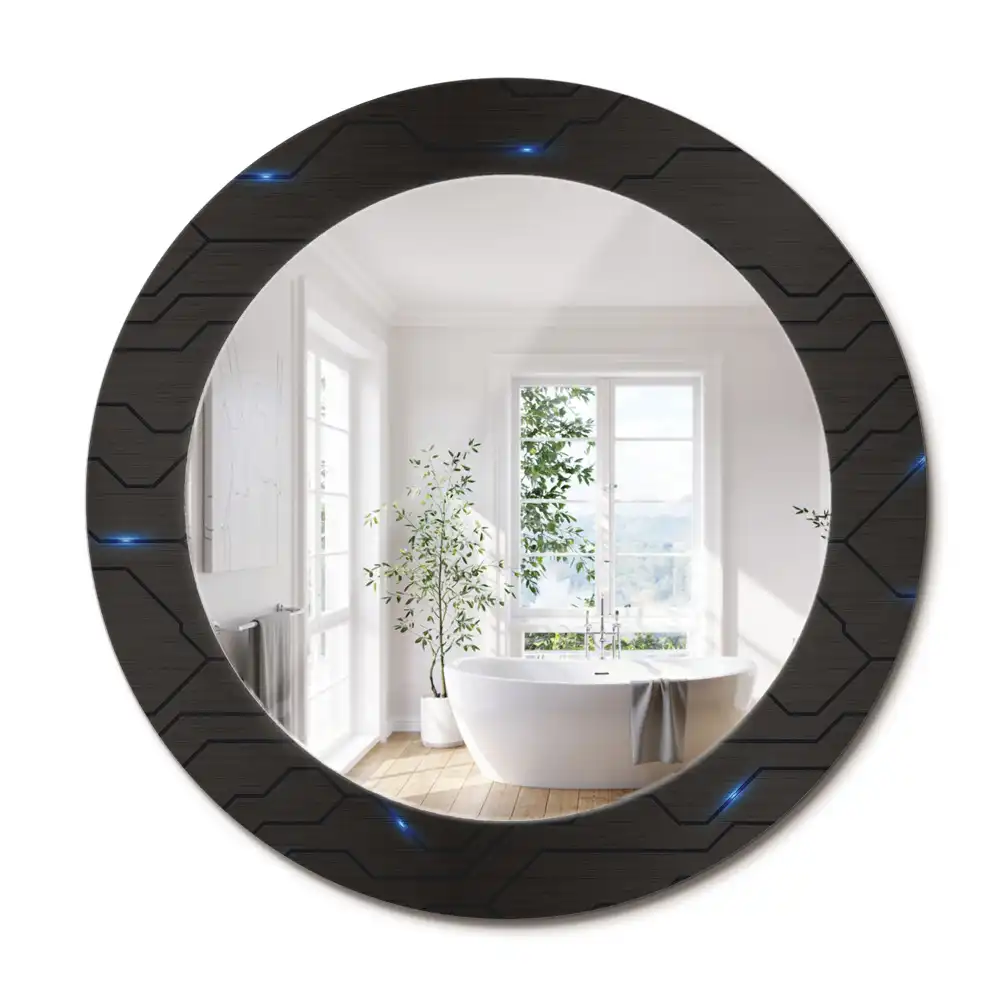 Miroir rond avec décoration abstraction futuriste