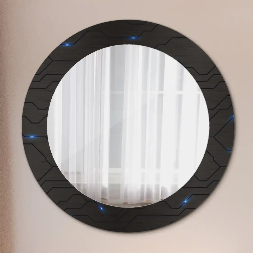 Miroir rond avec décoration abstraction futuriste