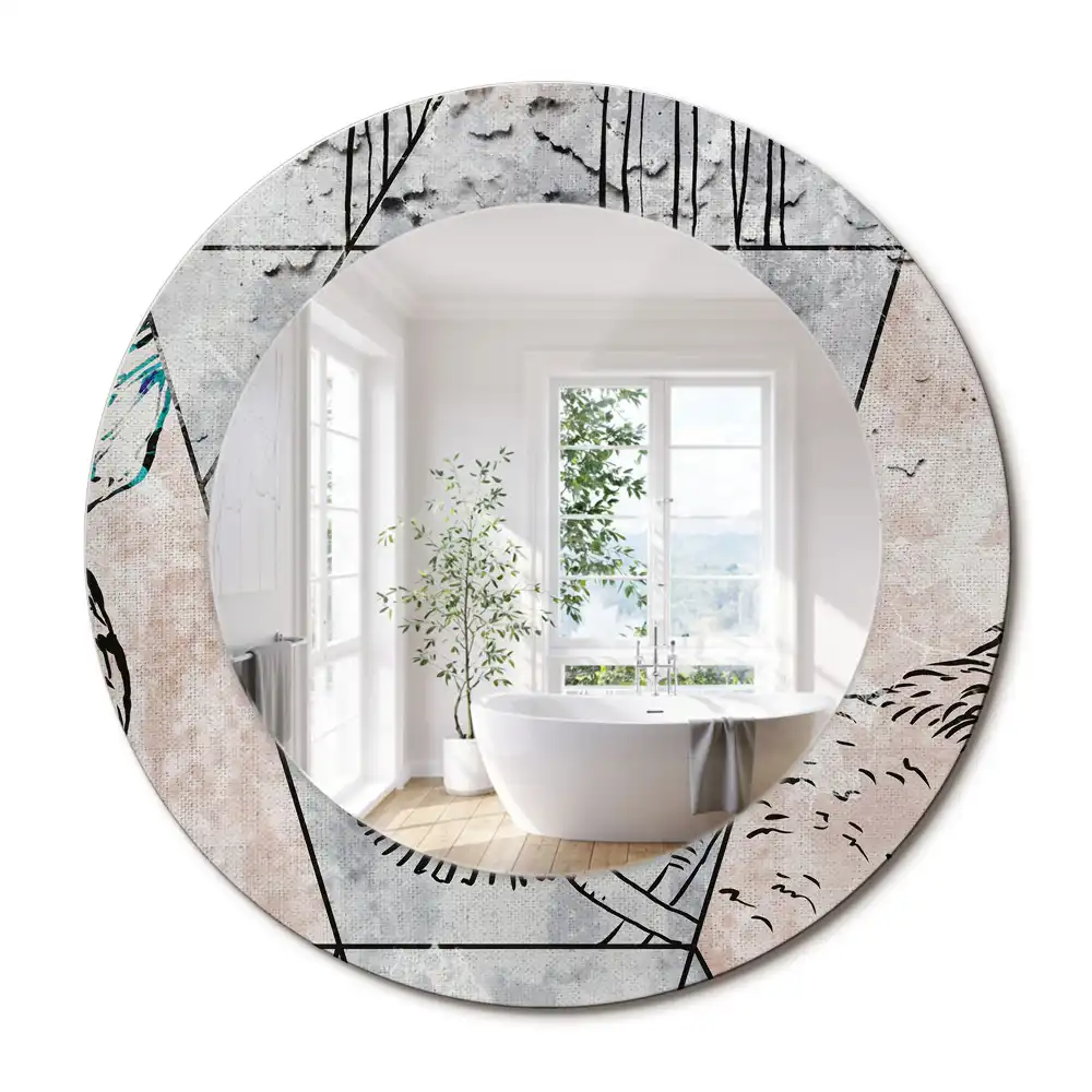 Miroir rond imprimé animaux abstraits