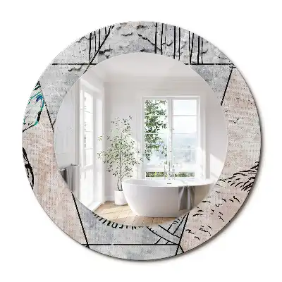 Miroir rond imprimé animaux abstraits