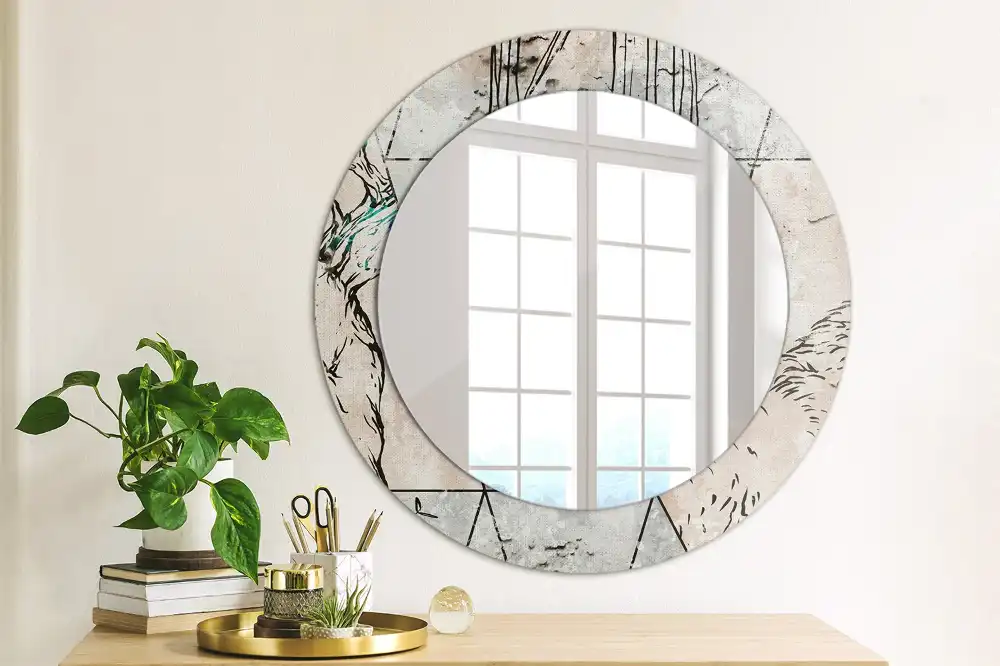 Miroir rond imprimé animaux abstraits