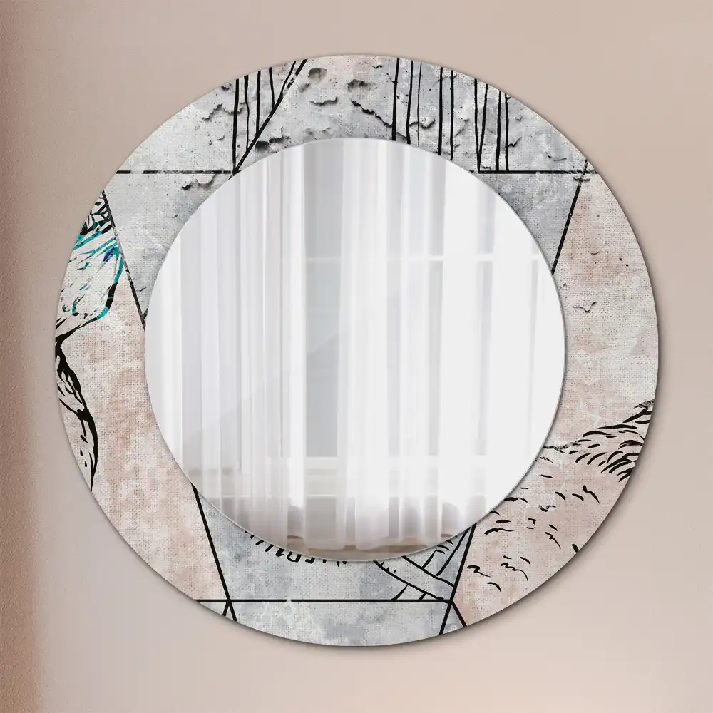 Miroir rond imprimé animaux abstraits