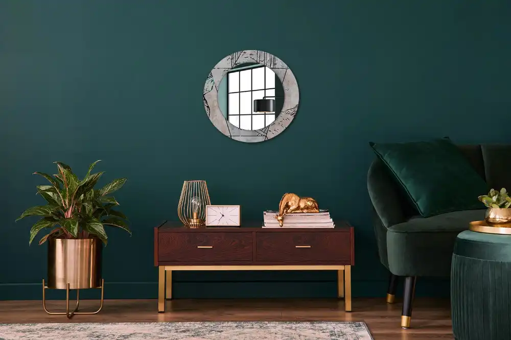 Miroir rond imprimé animaux abstraits