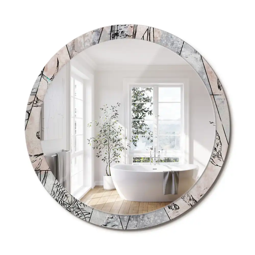 Miroir rond imprimé animaux abstraits