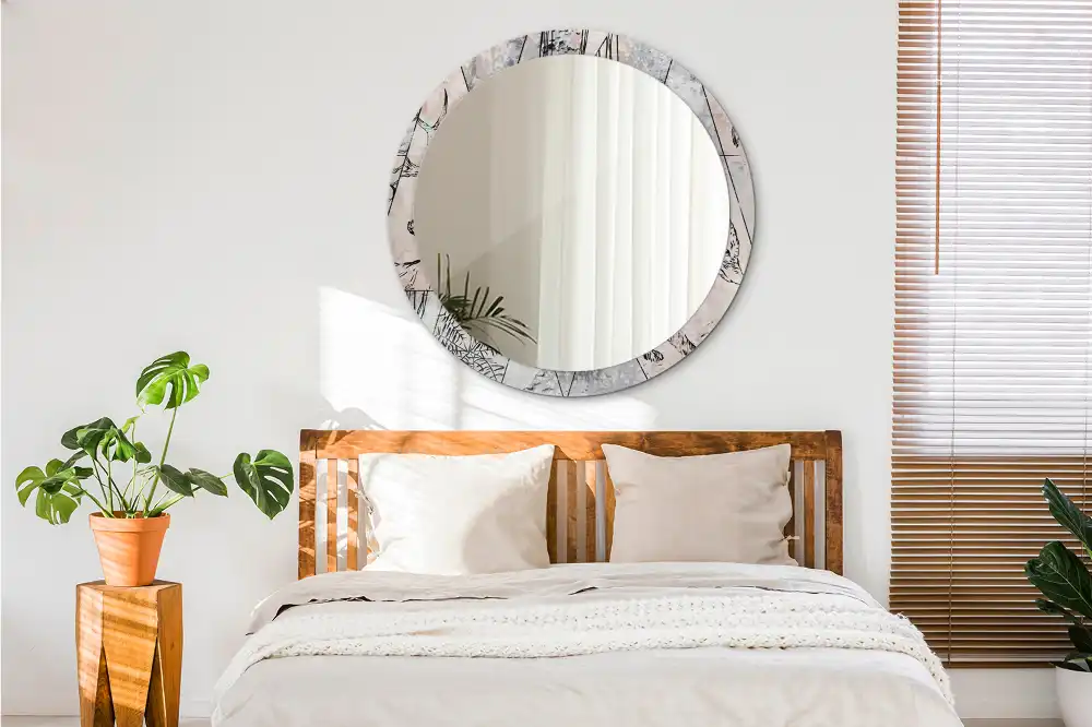 Miroir rond imprimé animaux abstraits